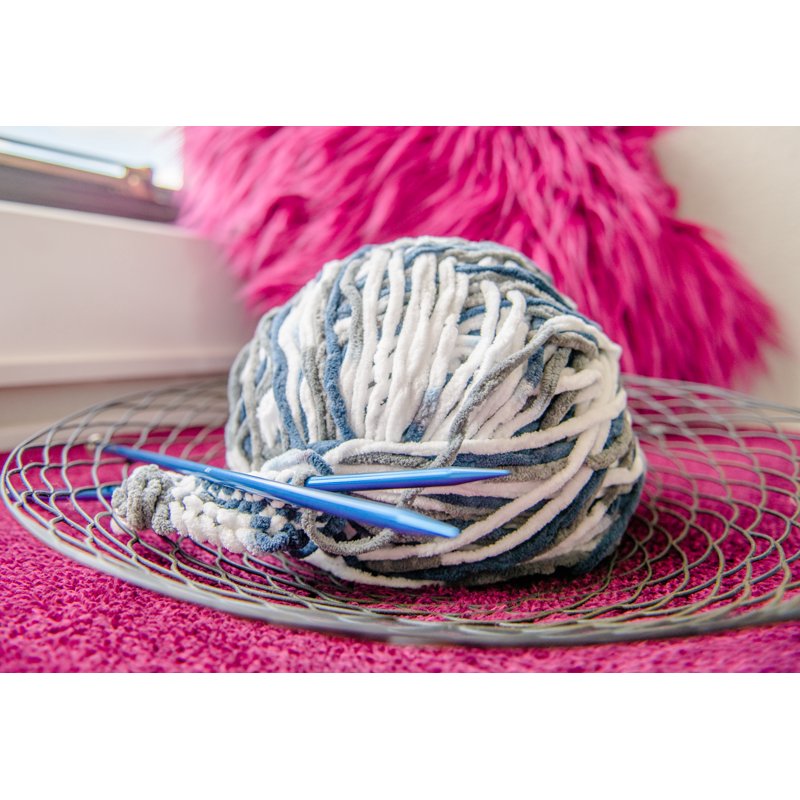 Multicolor Teal Bulky Chenille Yarn - Soft Cozy 220 yd Craft Material