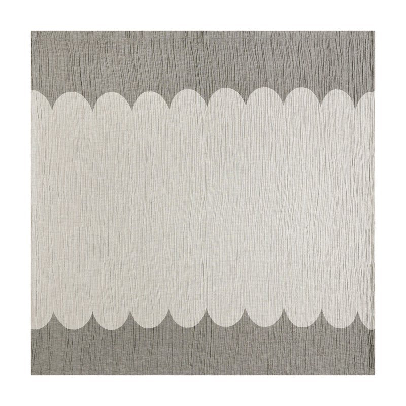 Charcoal Grey Shower Curtain - Gauze Cotton, Scalloped Edges, 72x72 Inches - Beautiful by Drew Barrymore