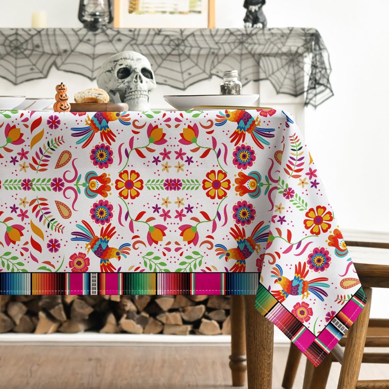 Halloween Fiesta Tablecloth 60x84 Inch Multi - Washable Party Cover for Celebrations