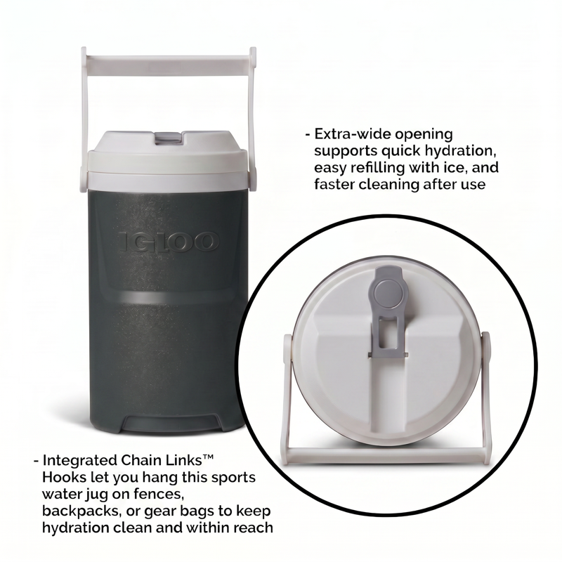 ½ Gallon Insulated Sports Beverage Jug with Hooks - Charcoal Gray, 2 Pack