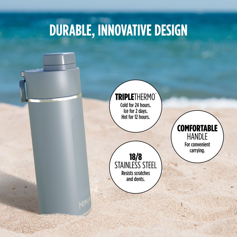 24 oz Stainless Steel Travel Water Bottle - Leak Proof, Gray
