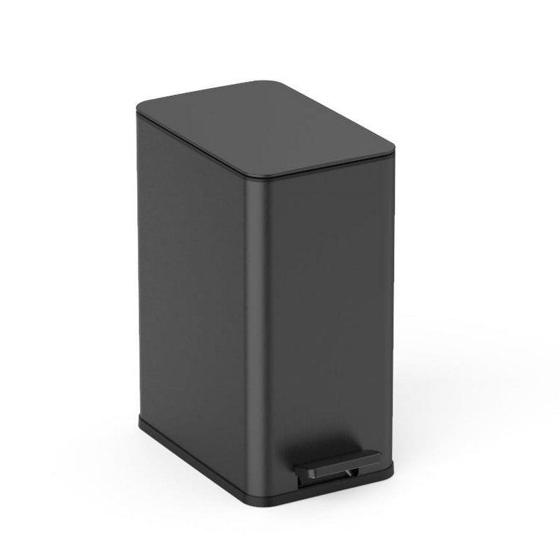 2.6 Gallon Stainless Steel Bathroom Step Trash Can + Bag - Black