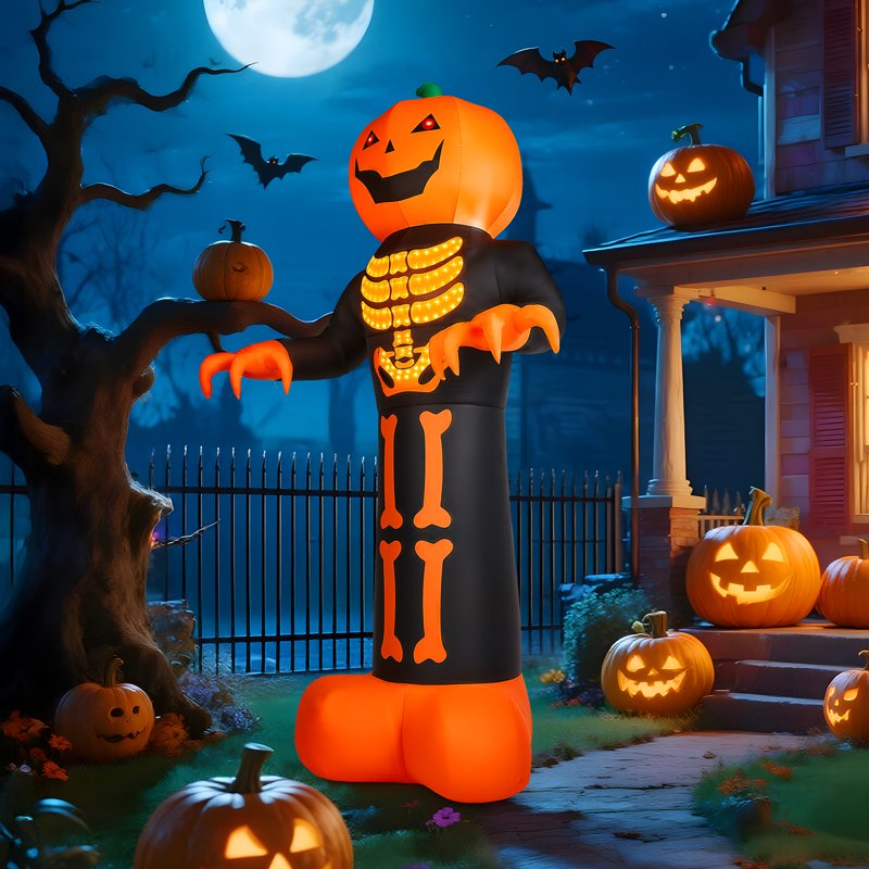 12FT Halloween Inflatable Pumpkin Man Outdoor Decor with LED Lights