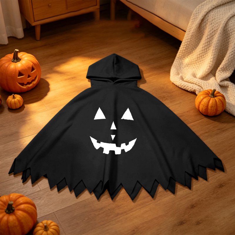 Kids Ghostface Halloween Costume Cape - Black Fancy Dress, 10-12 Years