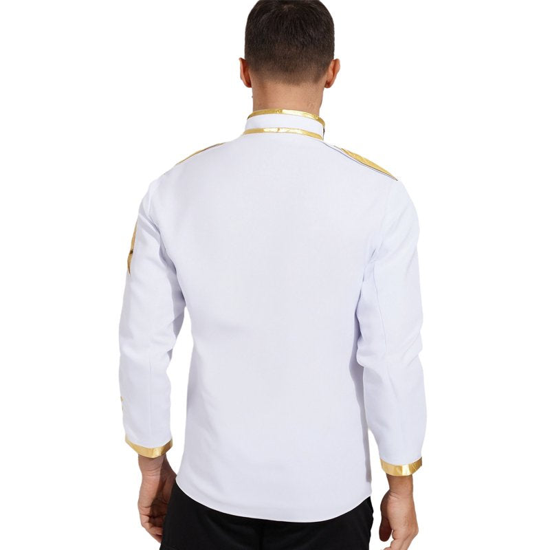Men's Medieval Prince Costume Coat - White XXL Renaissance Royal Embroidered