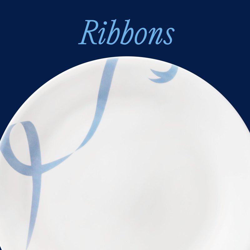 10.3" Glass Dinner Plate with Blue Ribbons Design - Corelle