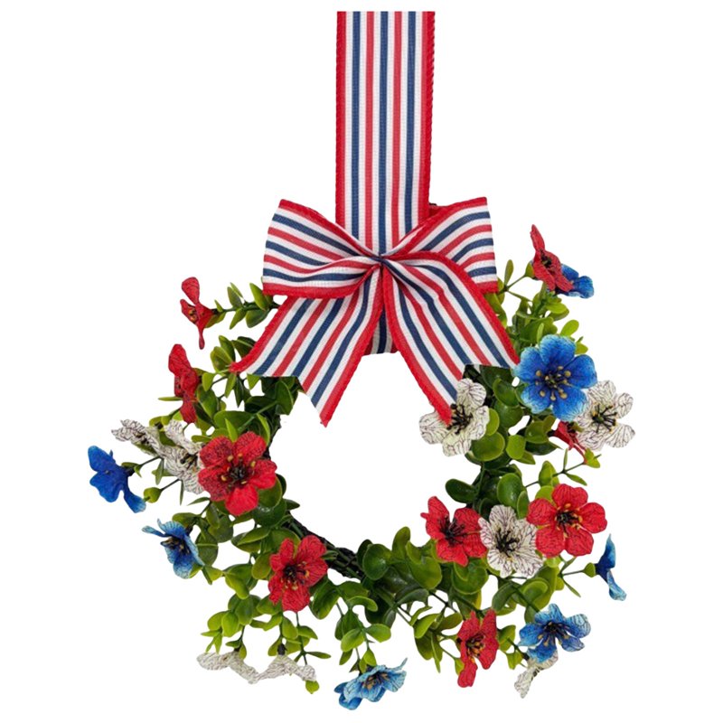 4th of July Hanging Wreaths for Cabinets with Flowers - Variation E
