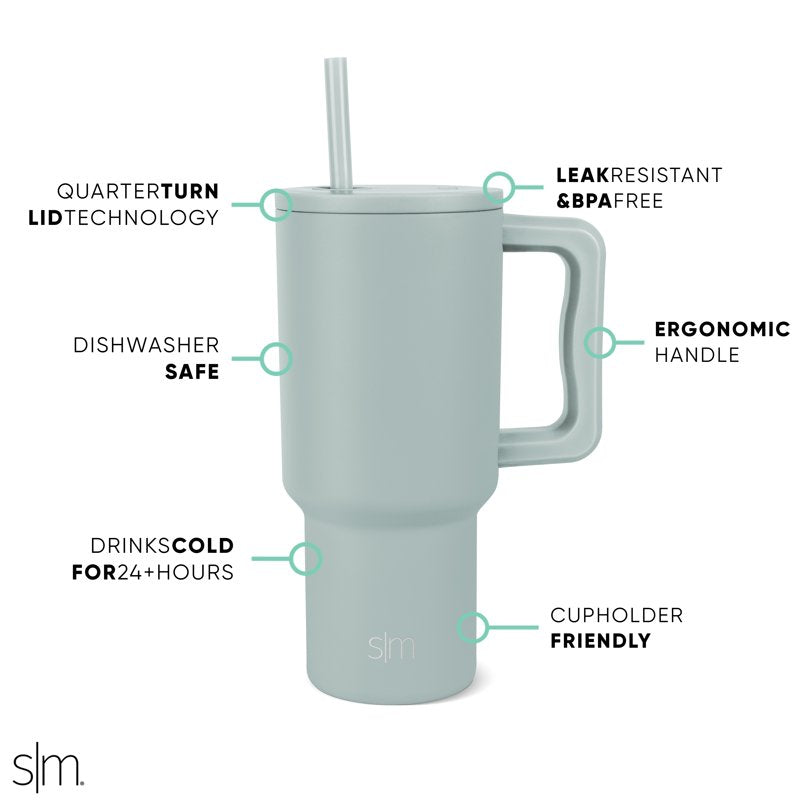 Insulated Stainless Steel Trek Tumbler with Straw Lid - Seaglass Sage