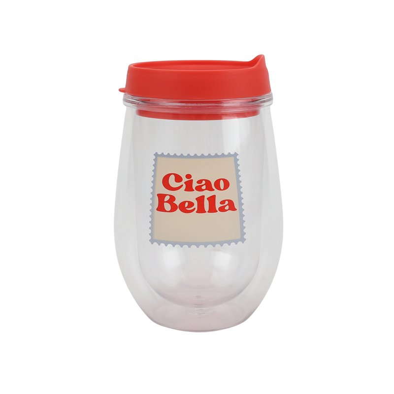 12oz Printed Wine Tumbler Set - Ciao Bella & Strawberry