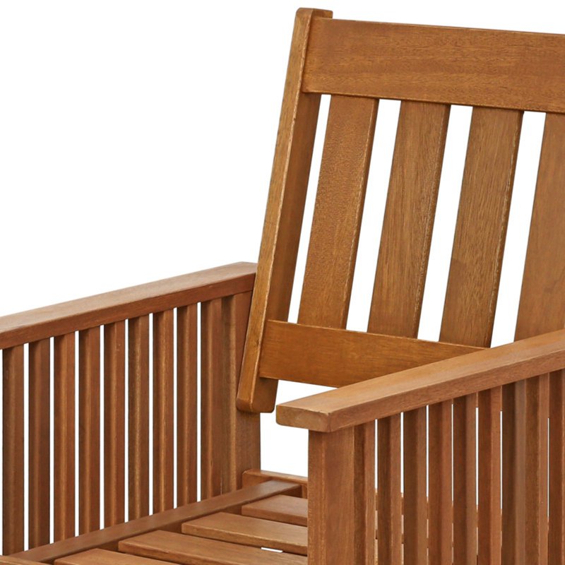 Outdoor Hardwood Armchair with Cushion - Teak Oil Finish