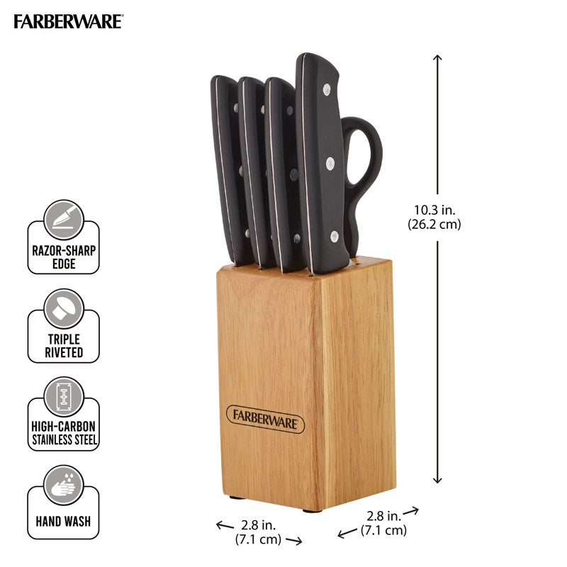 Classic Stainless Steel 6-Piece Knife Set with Black Handles - Variation 1