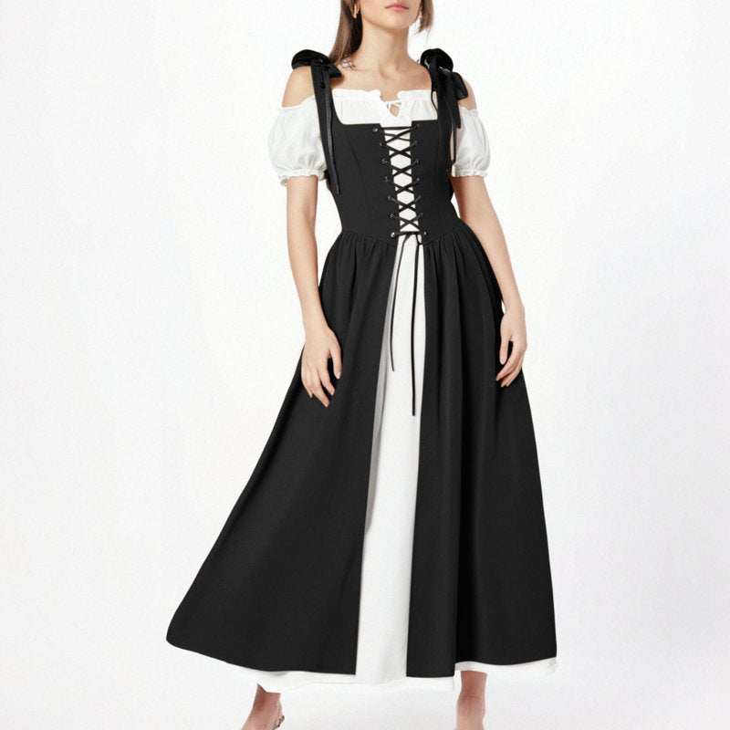 XXL Renaissance Medieval Dress for Women Vintage Costume Black - Pirate & Irish Style