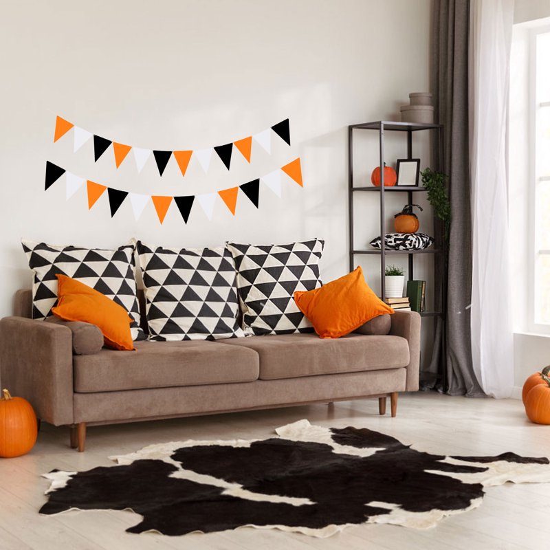 Triangle Flag Banner String for Halloween & Party Decorations - Black+Orange, 164ft, 120 Pieces, Variation: Black+Orange-10