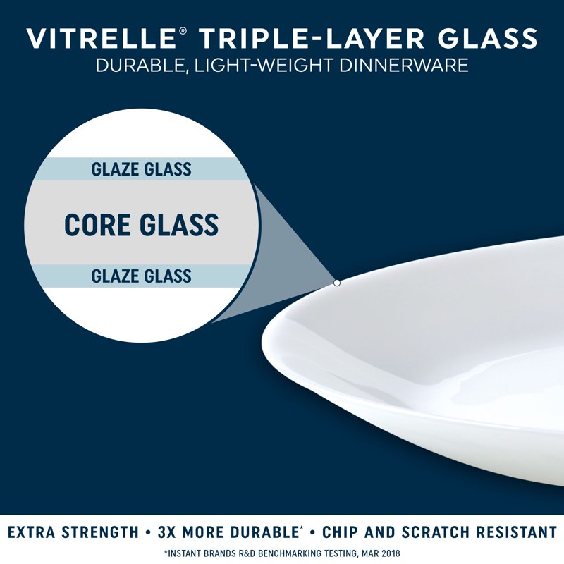 12-Piece Glass Dinnerware Set - Country Cottage Design