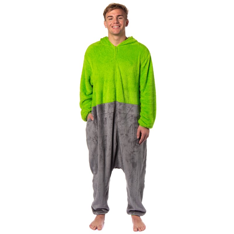 Green Sesame Street Adult Pajama Union Suit with Hood - 2X/3X