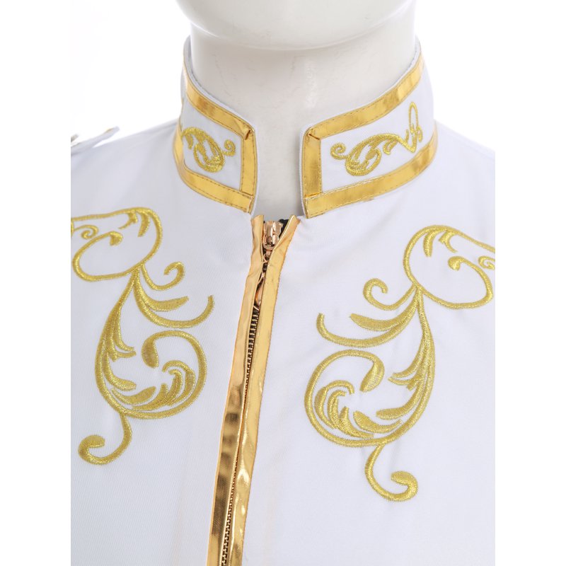 Men's Medieval Prince Costume Coat - White XXL Renaissance Royal Embroidered