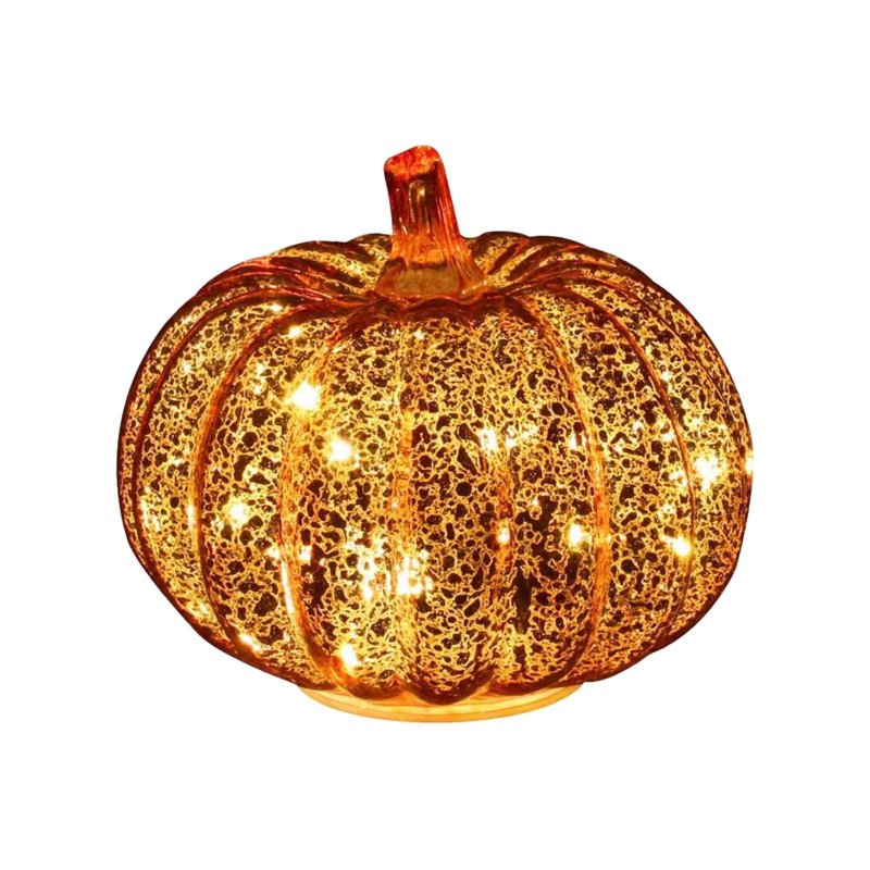 Mercury Glass Pumpkin Lights with Timer - Fall Harvest Decor, C#2, 1 Piece