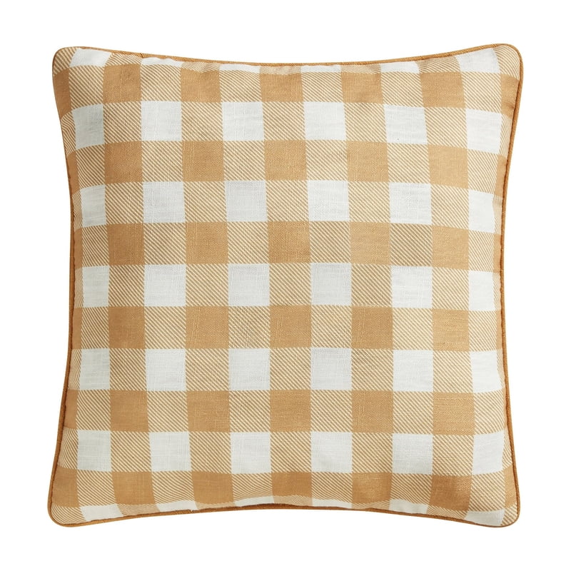 2 Pack Fall Reversible Decorative Pillow 18x18 Yellow Wheat Gingham