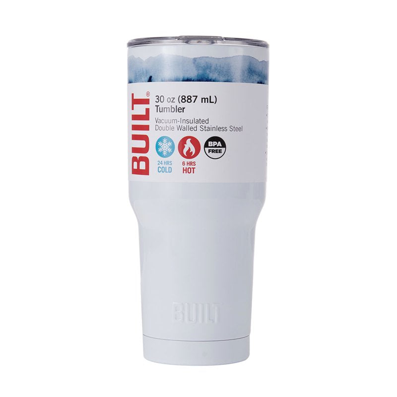 30 oz Double-Wall Stainless Steel Tumbler - Water Color White