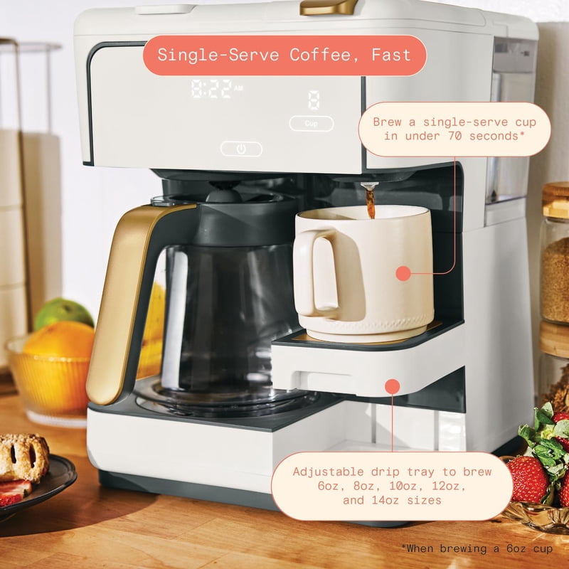 Multi-Brew 12-Cup Programmable Drip & Single-Serve Coffee Maker - White Icing