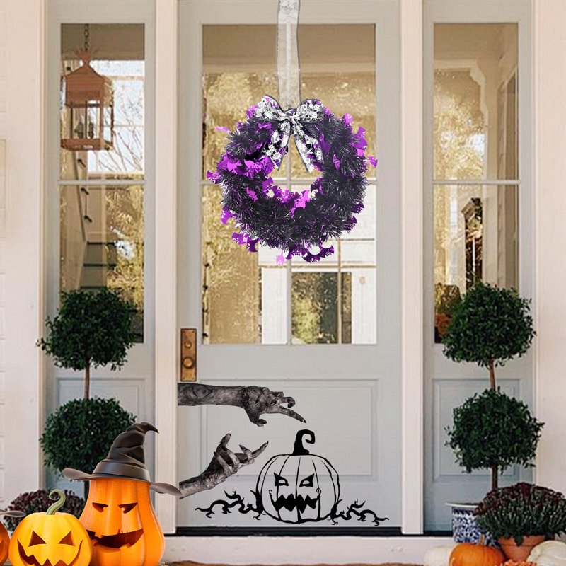 Halloween & Thanksgiving Wreath with Maple Leaves, Pumpkins, Pine Cones - L-9