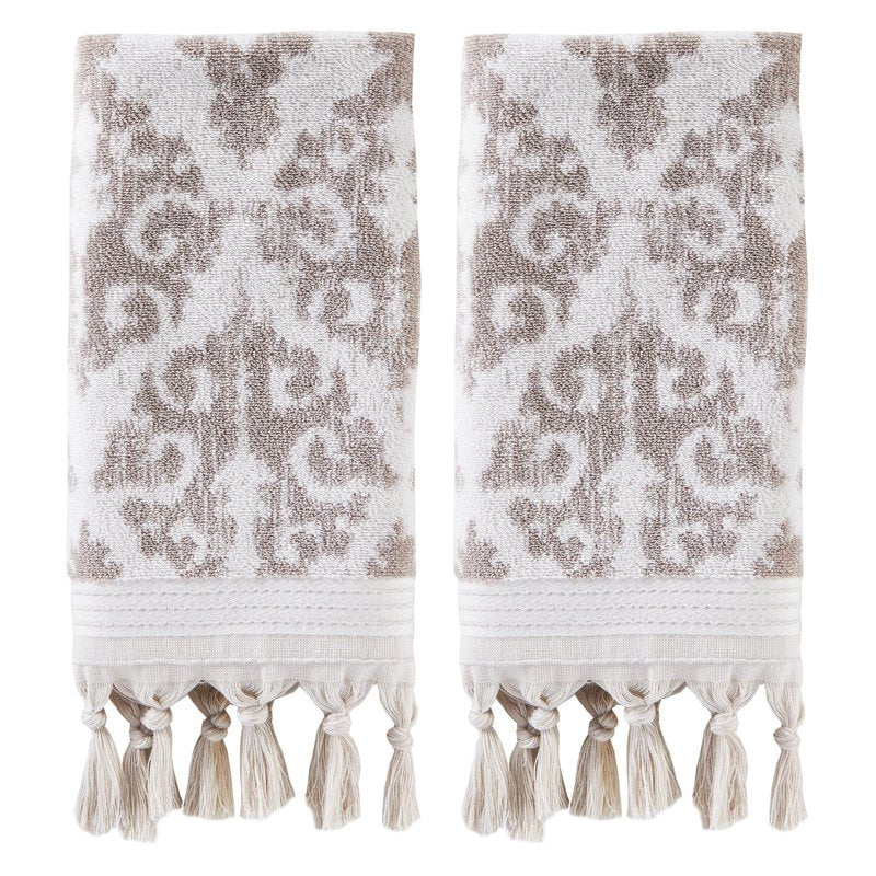 Hand Towel Set - Mirage Fringe 2-Pack Aqua 16x26 Inches Bathroom Decor