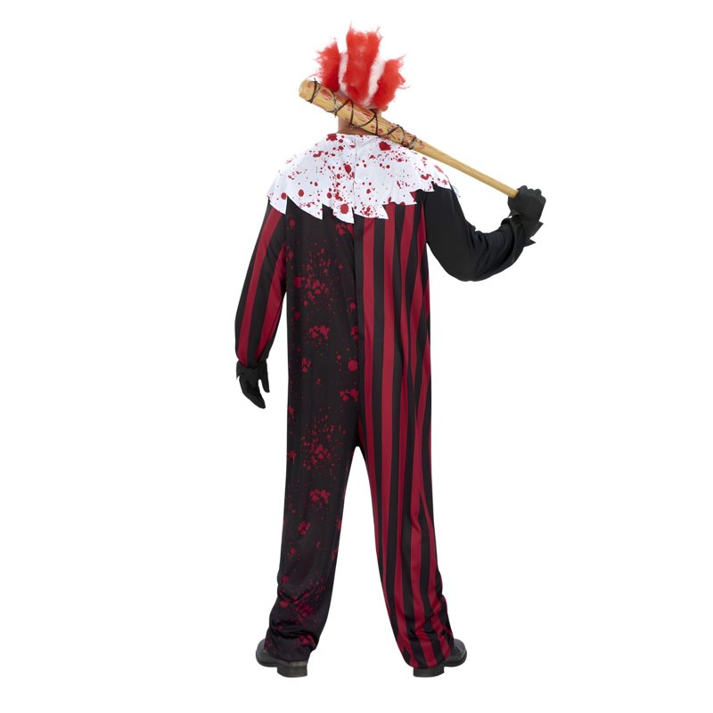Mens Scary Clown Costume Standard Adult Halloween Fancy Dress - Red & Black