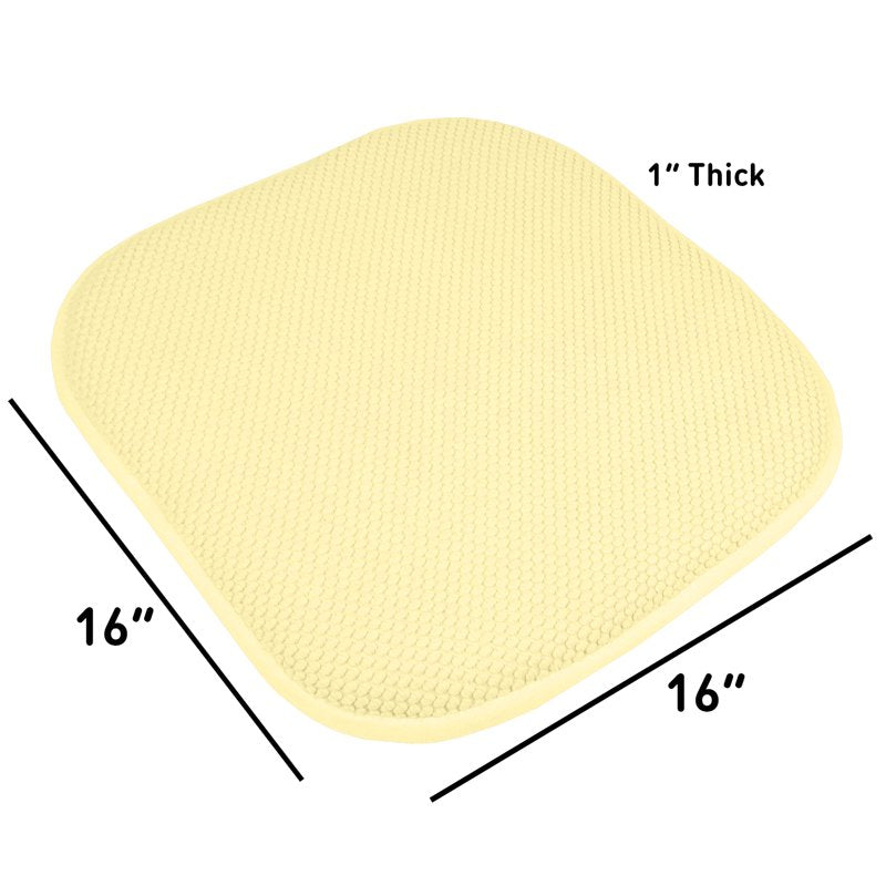 Memory Foam Chair Pad - Non-Slip Back, 16" x 16", Yellow - 12 Pack