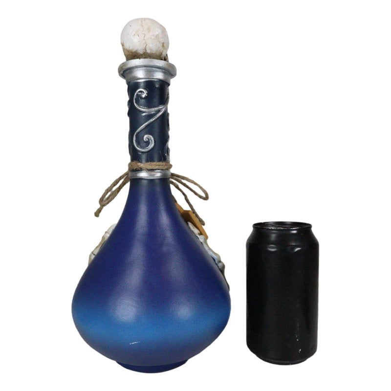 Decorative Skeleton Fingers and Skull Blue Potion Bottle - Halloween, Gothic Home Decor