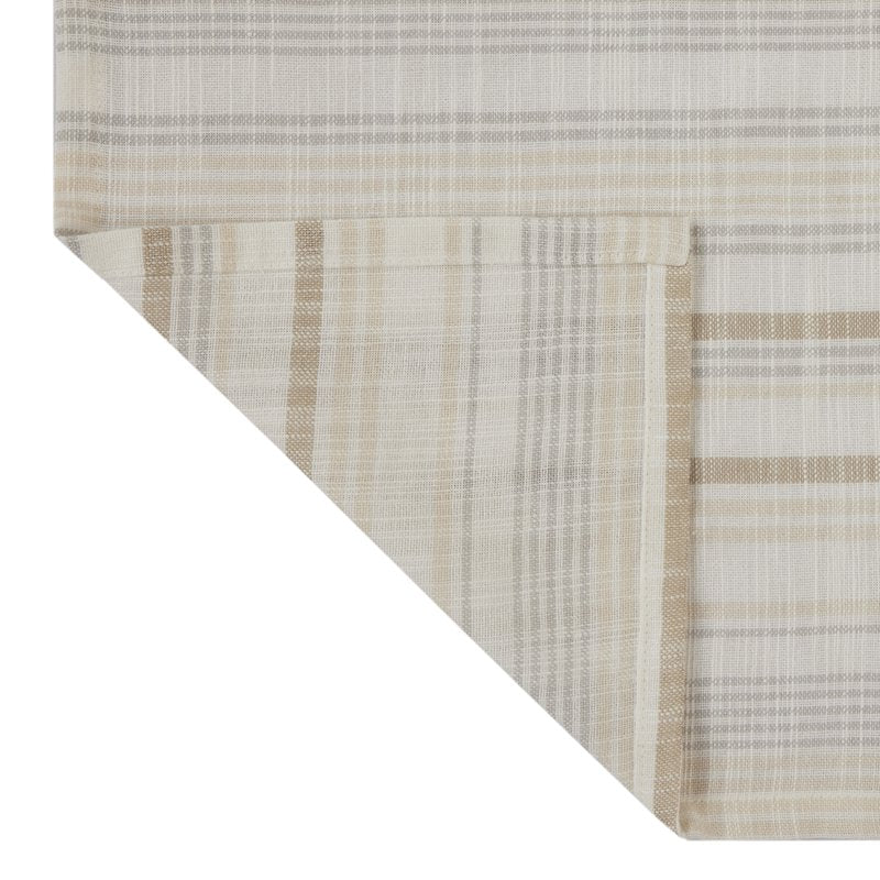 Natural Stripe Woven Table Throw - 50" x 50" - Neutral Cotton