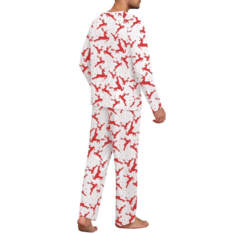 Christmas Couple Pajama Set Men S Red Elk Holiday Sleepwear Matching PJs