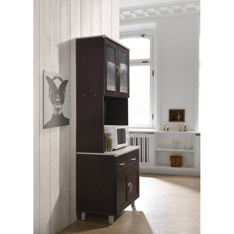 Tall Kitchen Cabinet - Chocolate-Grey Storage Solution