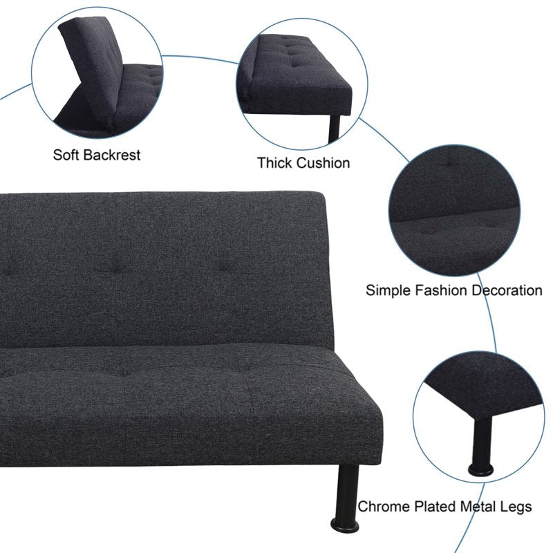 Modern Convertible Sofa Bed with Tufted Back - Multiple Colors