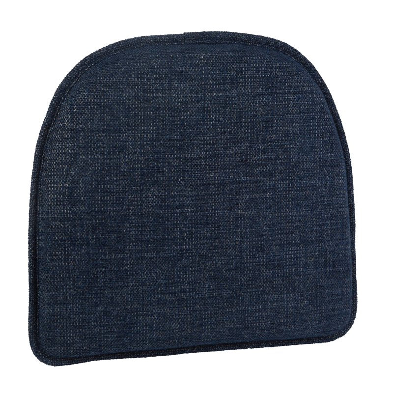 Non-Slip Chenille Chair Cushions - Set of 4, 15" x 16" - Blue