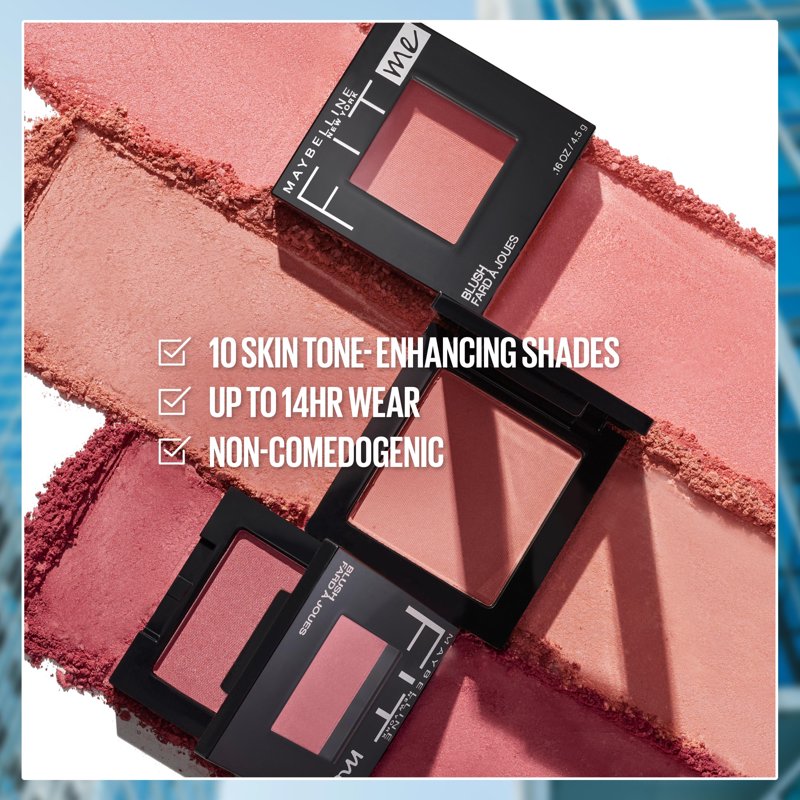 Natural Finish Powder Blush, Long-Lasting Smooth Blendable Face Makeup