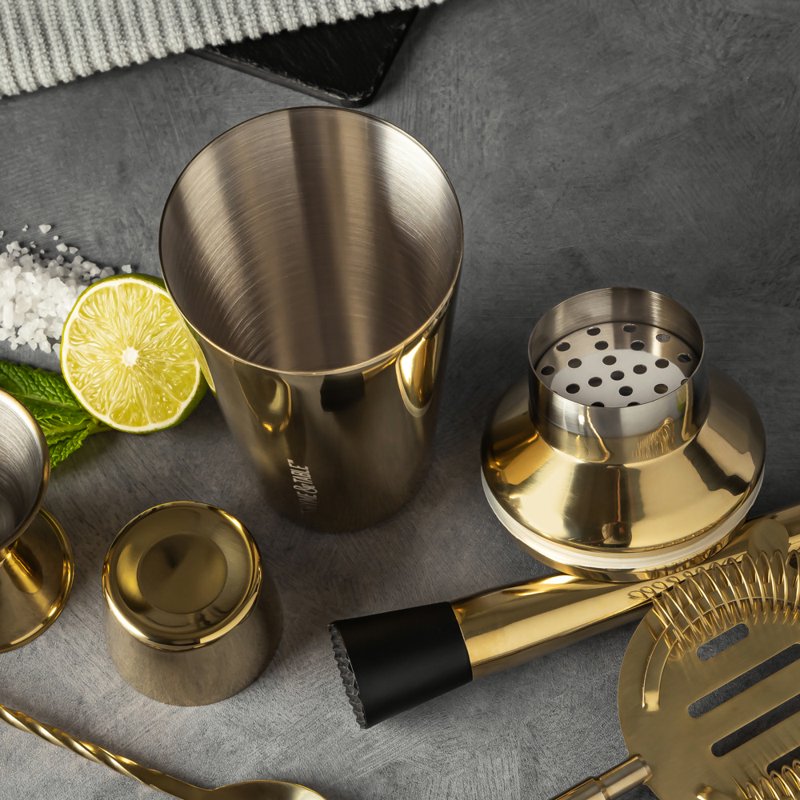 5-Piece Stainless Steel Gold Bar Tool Set for Cocktails