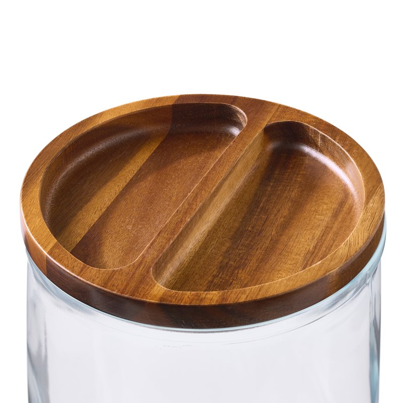 2 Gallon Glass Beverage Dispenser with Wood Lid - Clear