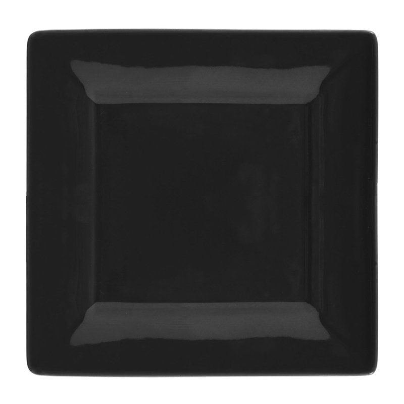 16-Piece Stoneware Dinnerware Set - Black Square Plates & Mugs