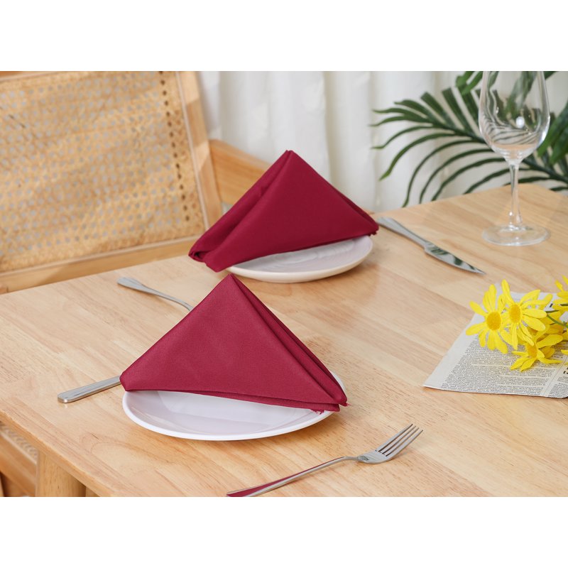 Polyester Cloth Napkins - 6 Pack Wine Red for Events