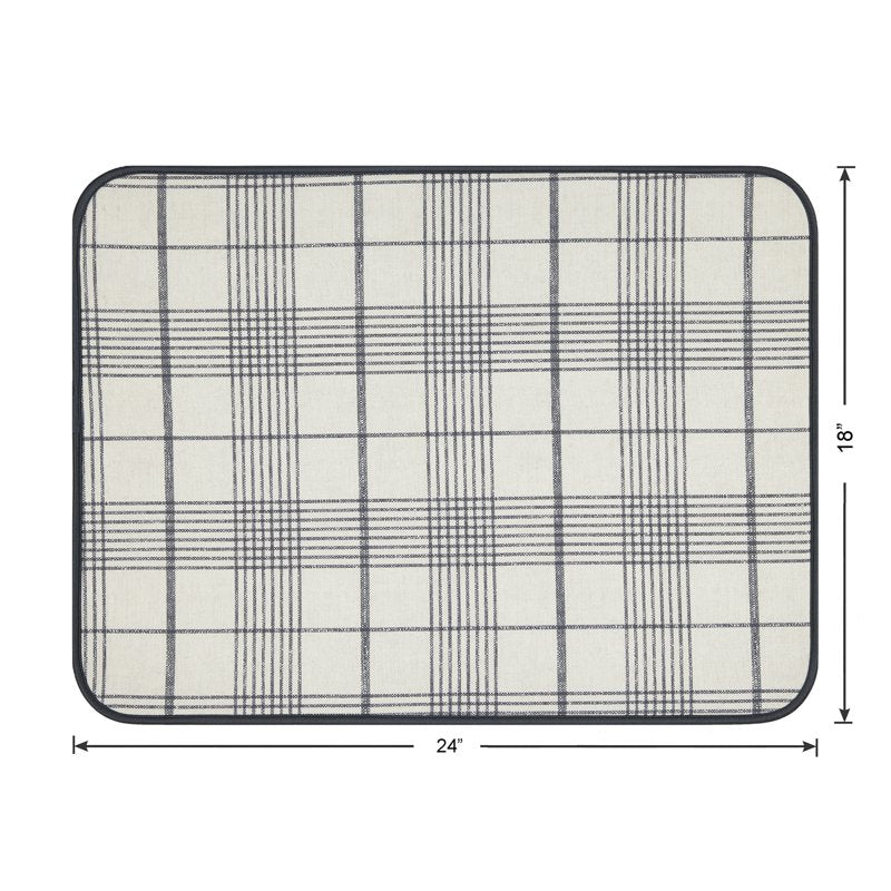 Weston Plaid Dish Drying Mat - 18" x 24" - Absorbent Polyester
