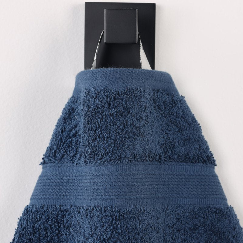 Organic Cotton Bath Towel Set - Navy Blue 2-Piece, Medium Weight, Soft & Absorbent