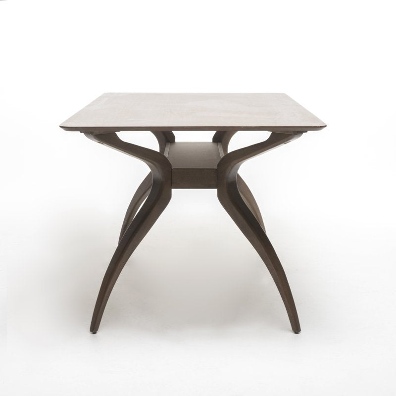 Natural Walnut Wood Dining Table with Concave Legs