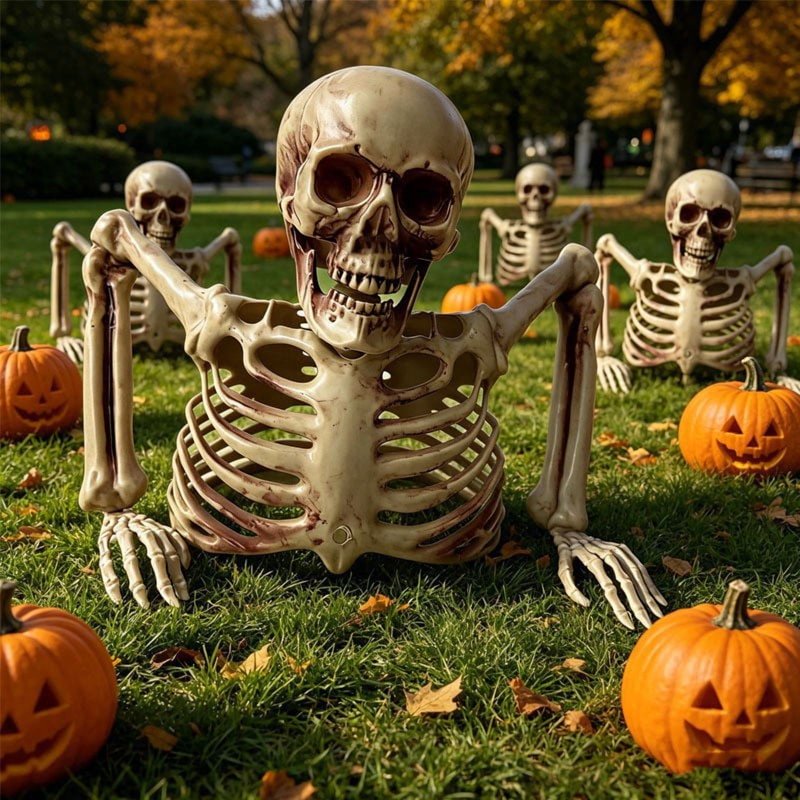 Halloween Skeleton Prop Half Torso White Plastic Tabletop Decor - Variation 022#A