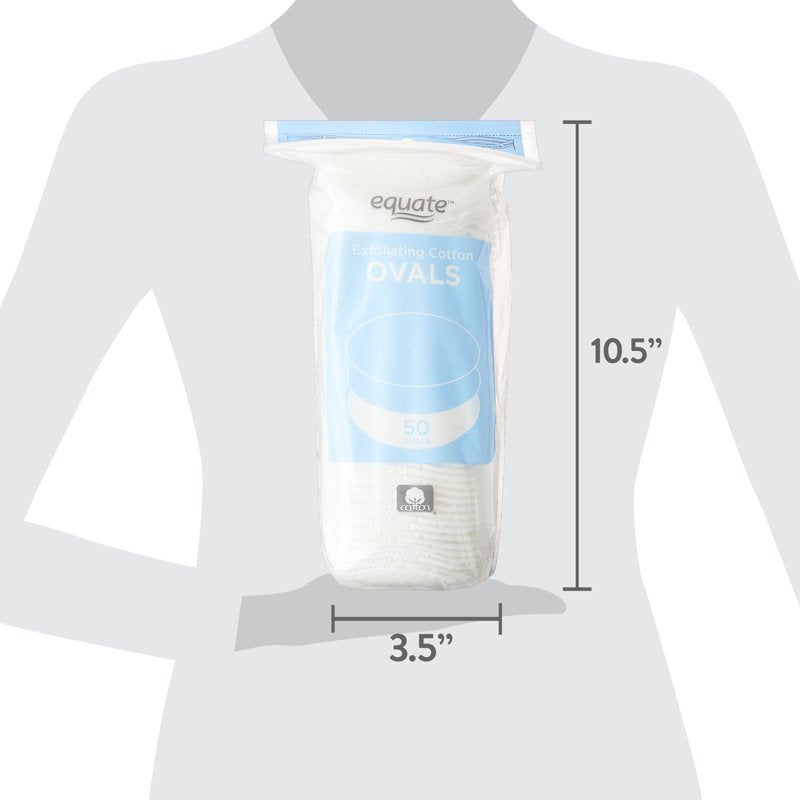 Exfoliating Cotton Ovals - 50 Count, Dual-Sided Design