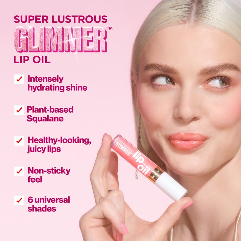 Super Lustrous Glimmer Nourishing Lip Oil, Hydrating Sheer Tinted Lip Care