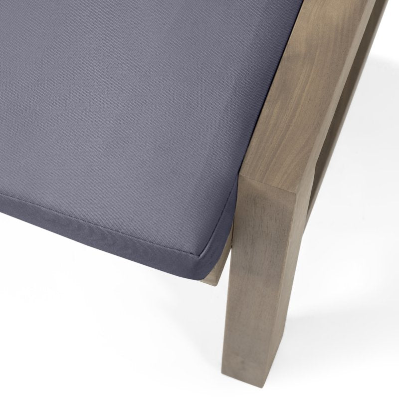 Acacia Wood Outdoor Ottoman Set with Cushions - Gray/Dark Gray
