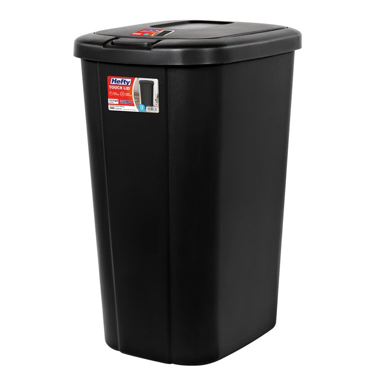 13.3 Gallon Kitchen Trash Can with Touch Top Lid - Black