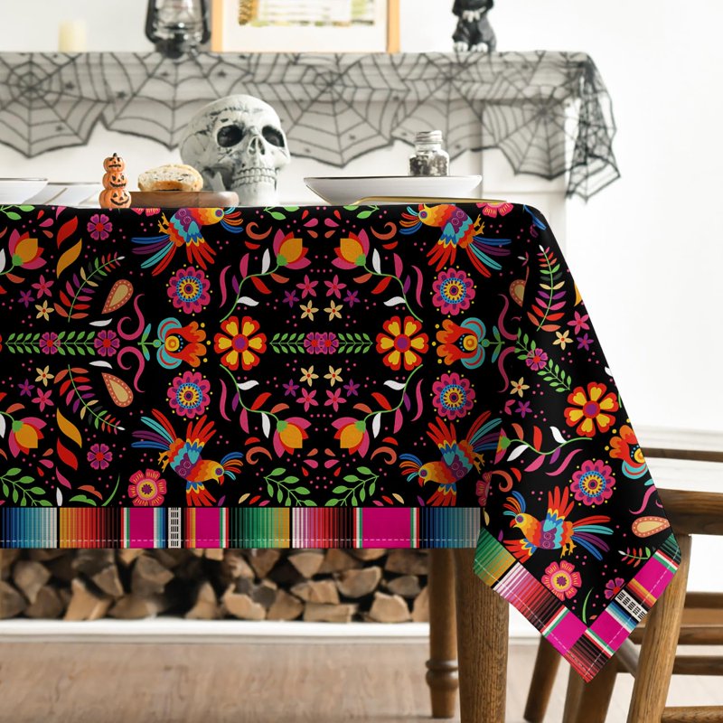 Halloween Tablecloth 60x84 Inch - Festive Washable Fiesta Decor, MultiA Variation
