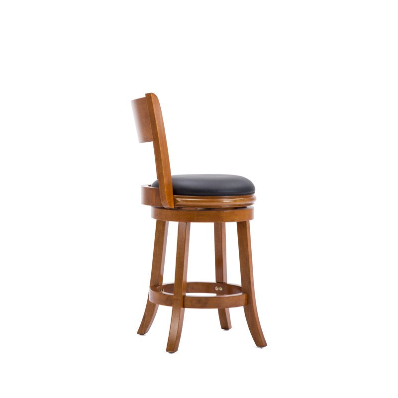 24-Inch High Swivel Wood Counter Stool - Fruitwood Finish