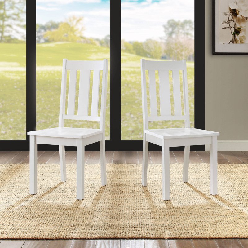Wood Dining Chair Set of 2 - White, Indoor Use